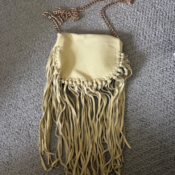 Zara Cross-body leather yellow purse with fringes - Picture 1 of 4